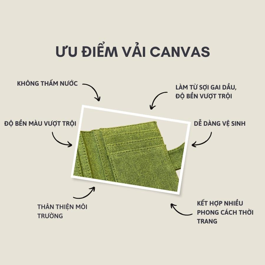 Ví đứng bấm cúc bóp đựng tiền nam nữ chất liệu vải canvas