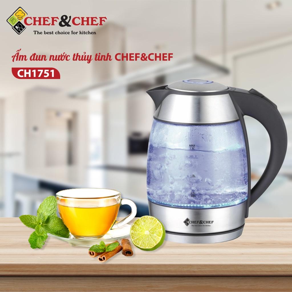 Ấm đun nước thủy tinh CHEF&amp;CHEF CH1751-Hàng chính hãng