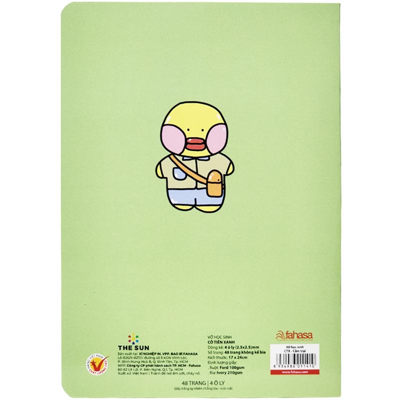 Combo 10 Tập Học Sinh Cô Tiên Xanh Chống Lóa - Miền Bắc - 4 Ô Ly - 48 Trang 100gsm - Cắm Trại - Tặng Kèm Nhãn Vở Cô Tiên Xanh