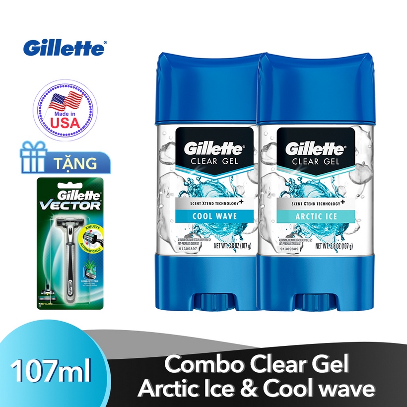 Tặng Dao Cạo Râu Gillette Vector 3 Khi Mua Gel Khử Mùi Gillette Clear Gel Arctic Ice 107 Ml Và Gel Khử Mùi Gillette Clear Gel Cool Wave 107 Ml