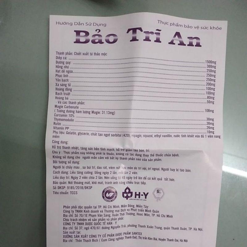 Bảo Trĩ An hộp 30 viên - hỗ trợ giảm táo bón, giảm trĩ. thành phần thảo dược an toàn, hiệu quả