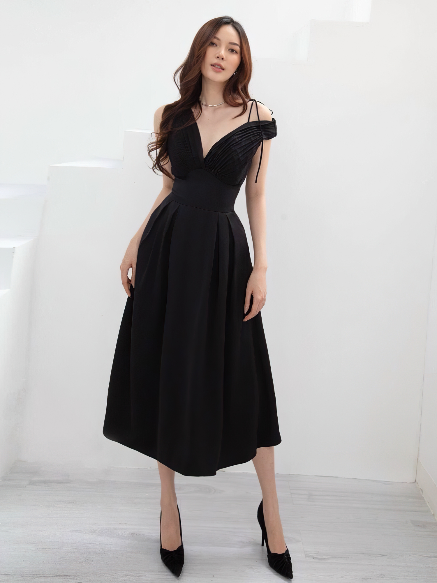 Đầm dự tiệc thiết kế cao cấp dáng xoè chất liệu Cotton phối dập ly phù hợp dạo phố MN167