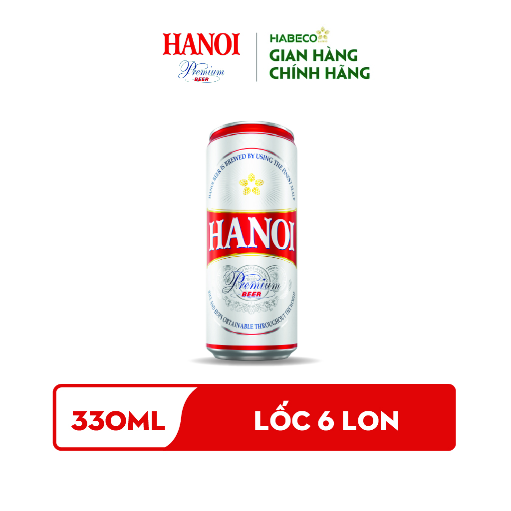 Lốc 6 lon Bia Hanoi Premium (330ml/lon)