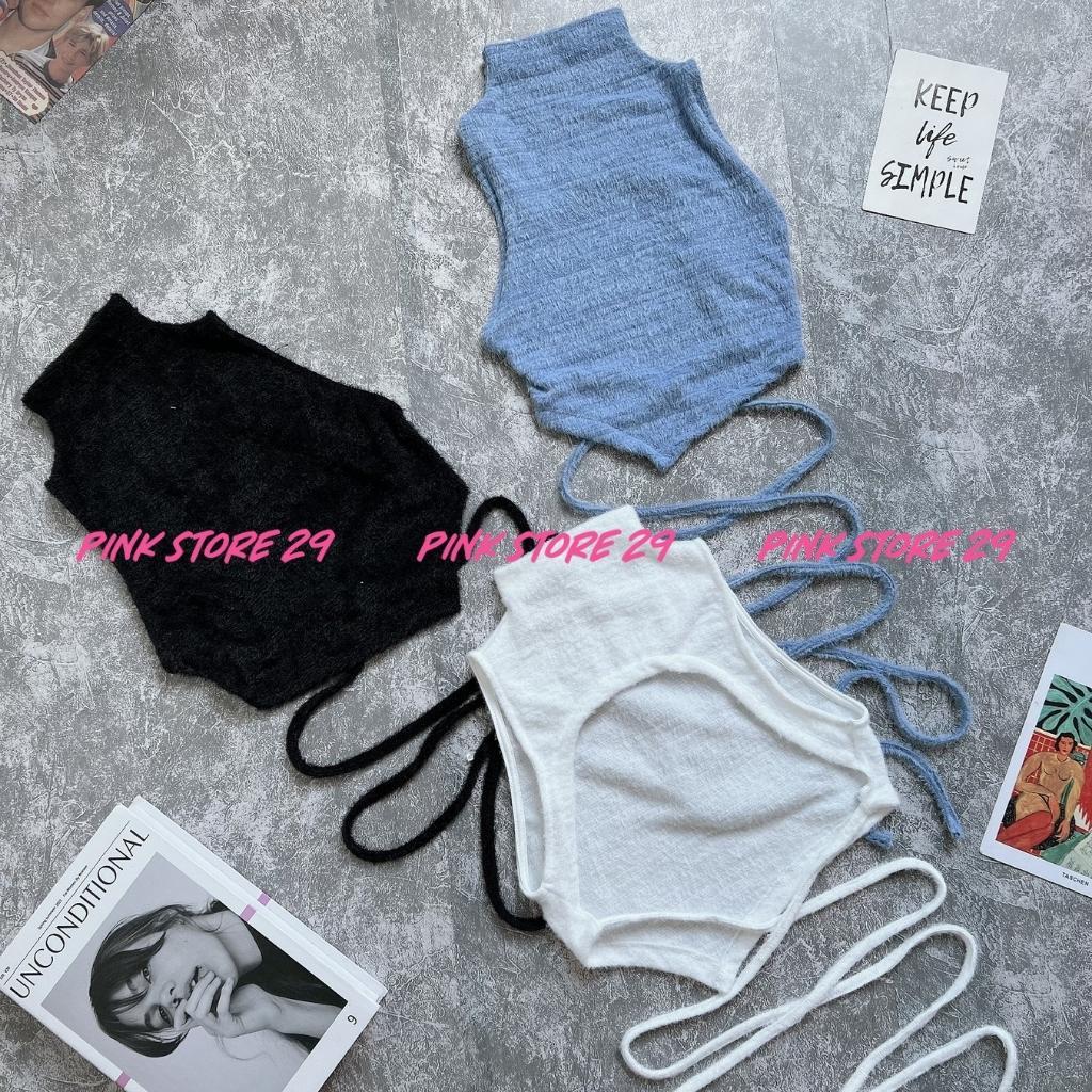Áo croptop sát nách PINKSTORE29 chất lông, khoe lưng gợi cảm A5496