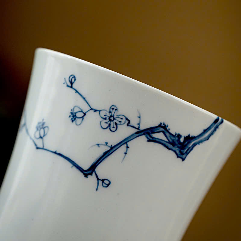 CHÉN UỐNG TRÀ SỨ CẢNH ĐỨC - HỌA TIẾT TỨ QUÝ VẼ TAY - 100ML - CHÉN TRÀ CAO CẤP - VIỆT LONG TRÀ