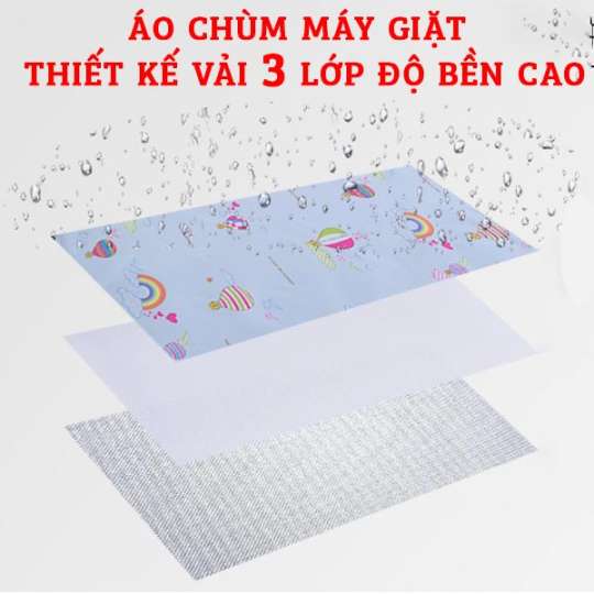 Áo trùm máy giặt cửa ngang, cửa trên hàng cao cấp dày dặn 3 lớp chống bụi bẩn nắng, mưa