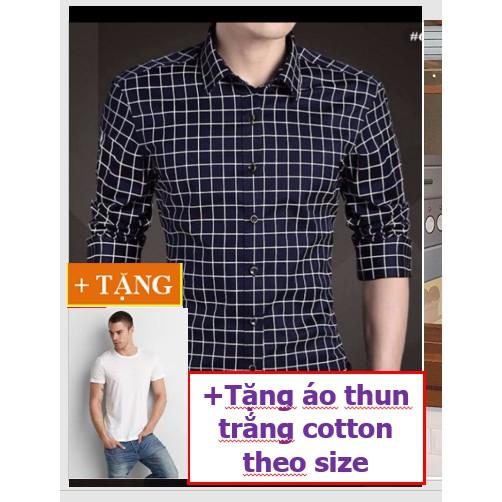 ÁO SƠ MI CARO AKHOI+ TẶNG KÈM ÁO THUN TRẮNG THỜI TRANG CAO CẤP