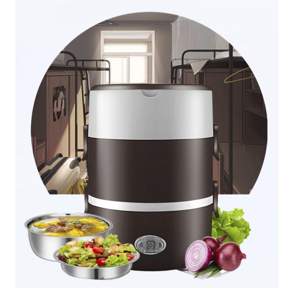 HỘP CƠM ĐIỆN VĂN PHÒNG LÀM NÓNG NHANH TẶNG ĐŨA MUỖNG INOX