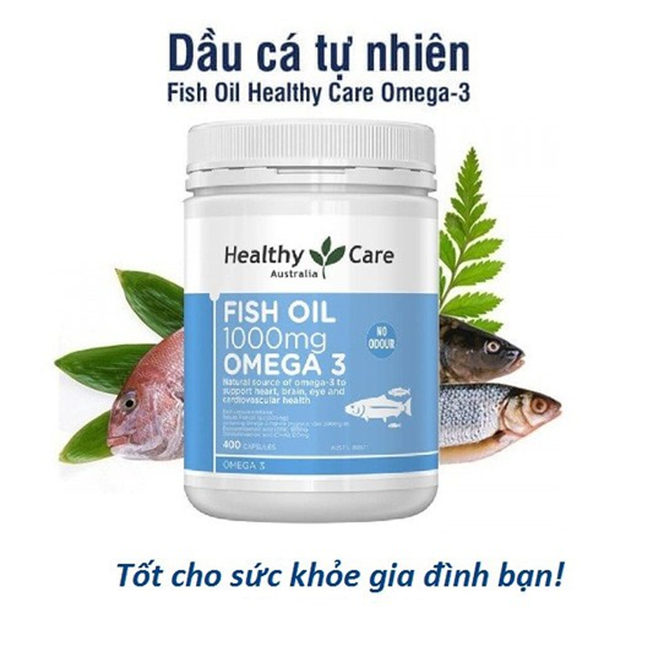 Omega 3 Úc Healthy Care Fish Oil 1000mg Hỗ trợ sức khỏe não bộ, tim mạch, khớp, bổ mắt và tăng sức khỏe tổng thể - Massel Official - 400viên /hộp