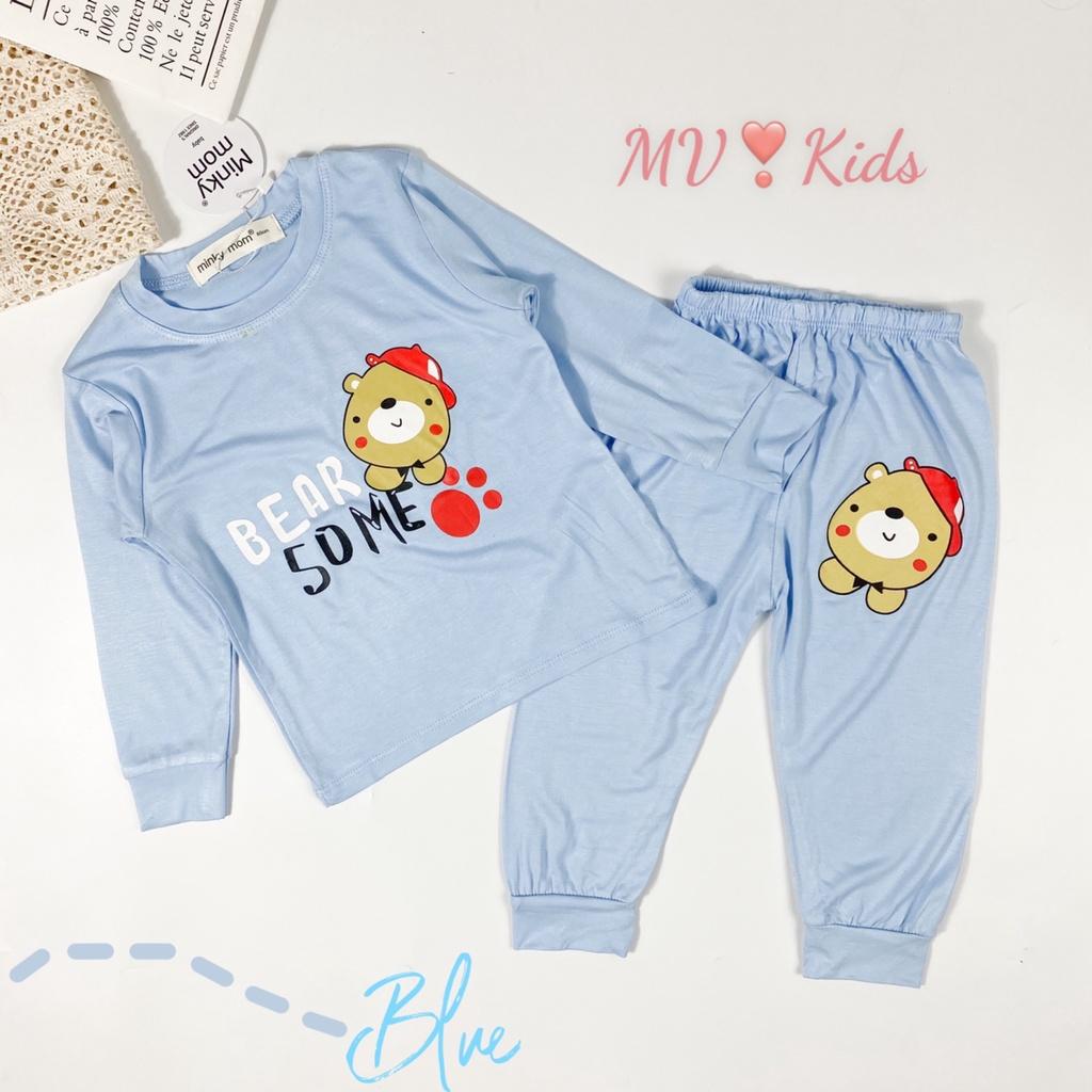 SALE Bộ Quần Áo Bé Gái, Bé Trai Minky Mom Vải Thun Lạnh in hình miu hồng... Dài Tay Cho Bé (MKDTL07)