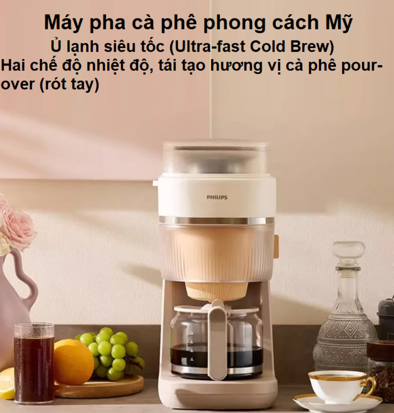 Máy pha cà phê nóng và lạnh Drip nhỏ giọt thương hiệu Hà Lan cao cấp Philips Morgen HD7997 - Hàng nhập khẩu