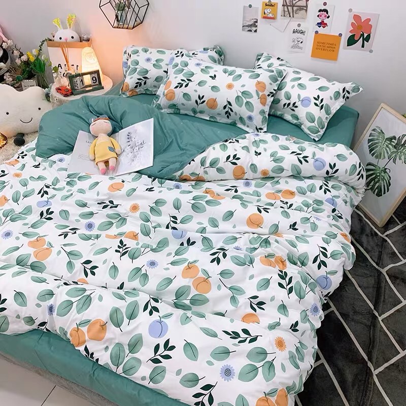 Bộ Chăn Chần Ga Gối Cotton LIDACO SP001133 - Trái Đào Cam