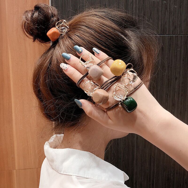 Dây buộc tóc cài tóc DIY hạt nhựa handmade cho bạn gái bé gái nhiều màu