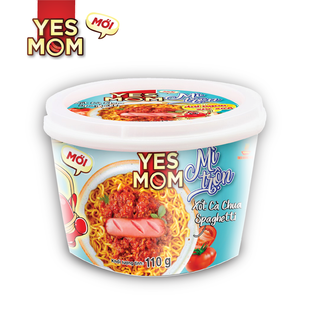 Thùng 12 tô Mì Tô Trộn Xốt Cà Chua Spaghetti Yes Mom 110gr/ Tô