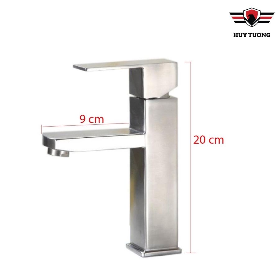 VÒI LAVABO VUÔNG NÓNG LẠNH INOX 304 (20CM)