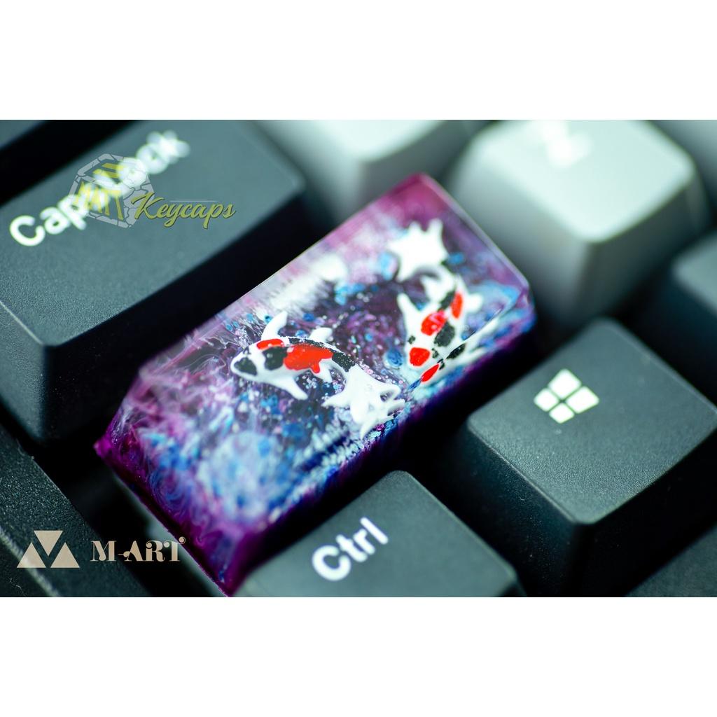 Keycap cá koi 2U trang trí bàn phím cơ (tone đỏ đen, tím)