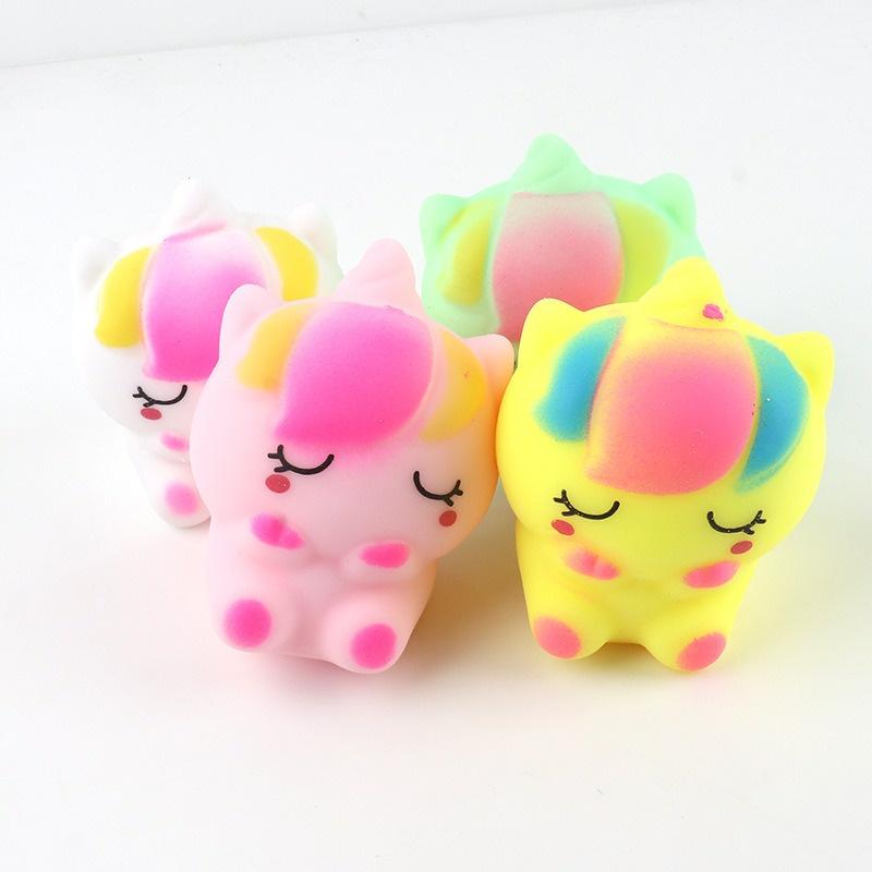 Ngựa 1 mái nhắm mắt 1 sừng Squishy Mochi đồ chơi giải nén mềm mịn dễ thương chân thực giảm stress co dãn đàn hồi ngộ ngh