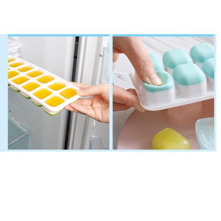 Khay Làm Đá Silicon ️ Khay Trữ Đông ️ Đồ Ăn Dặm Cho Bé An Toàn CÓ NẮP TRÁNH BỊ MÙI TỦ LẠNH
