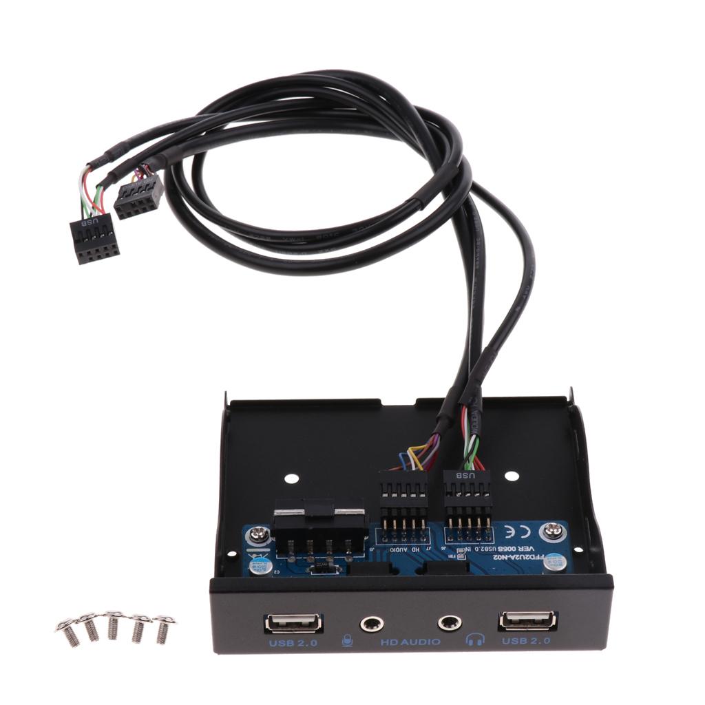 Motherboard 9 Pin to 2 Port USB2.0 Audio Front Panel Expansion Bracket Cable