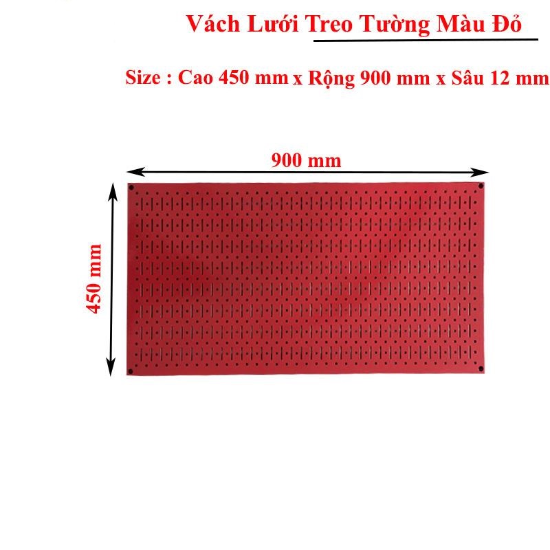 Vách lưới pegboard treo tường treo dụng cụ màu đỏ