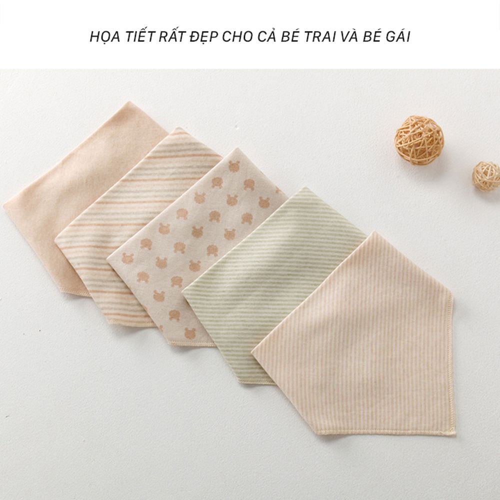 Khăn yếm tam giác Cotton 100% cao cấp, mềm mại, an toàn (khăn yếm Organic