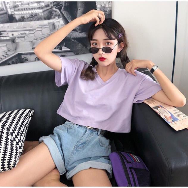 Áo croptop cổ V 4 màu (Có ảnh thật