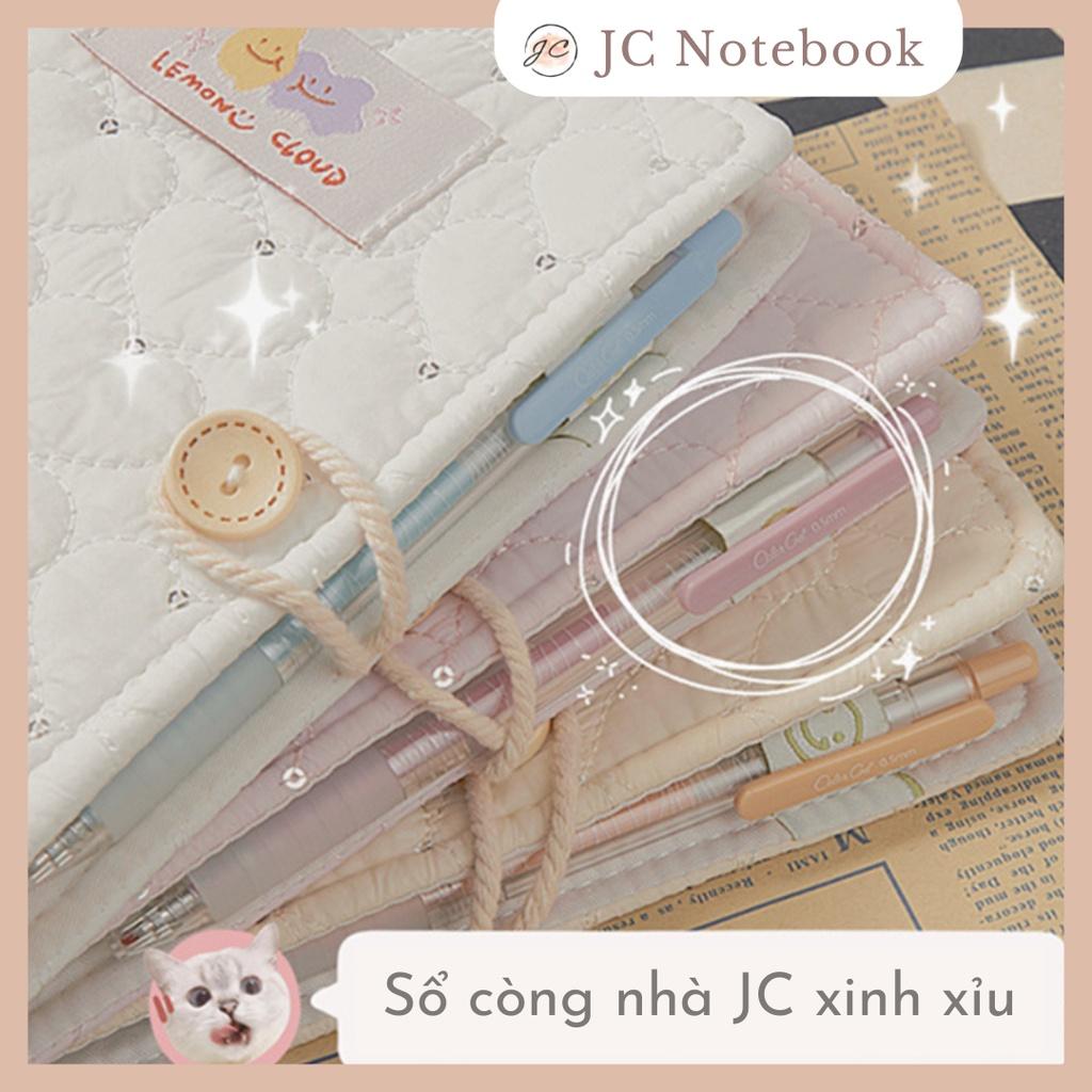 Sổ Còng Bullet Journal A6 Bìa Vải Vintage Màu Pastel - Sổ Tay Bujo Tặng Kèm 100 Tờ Giấy Caro và Kẻ Ngang