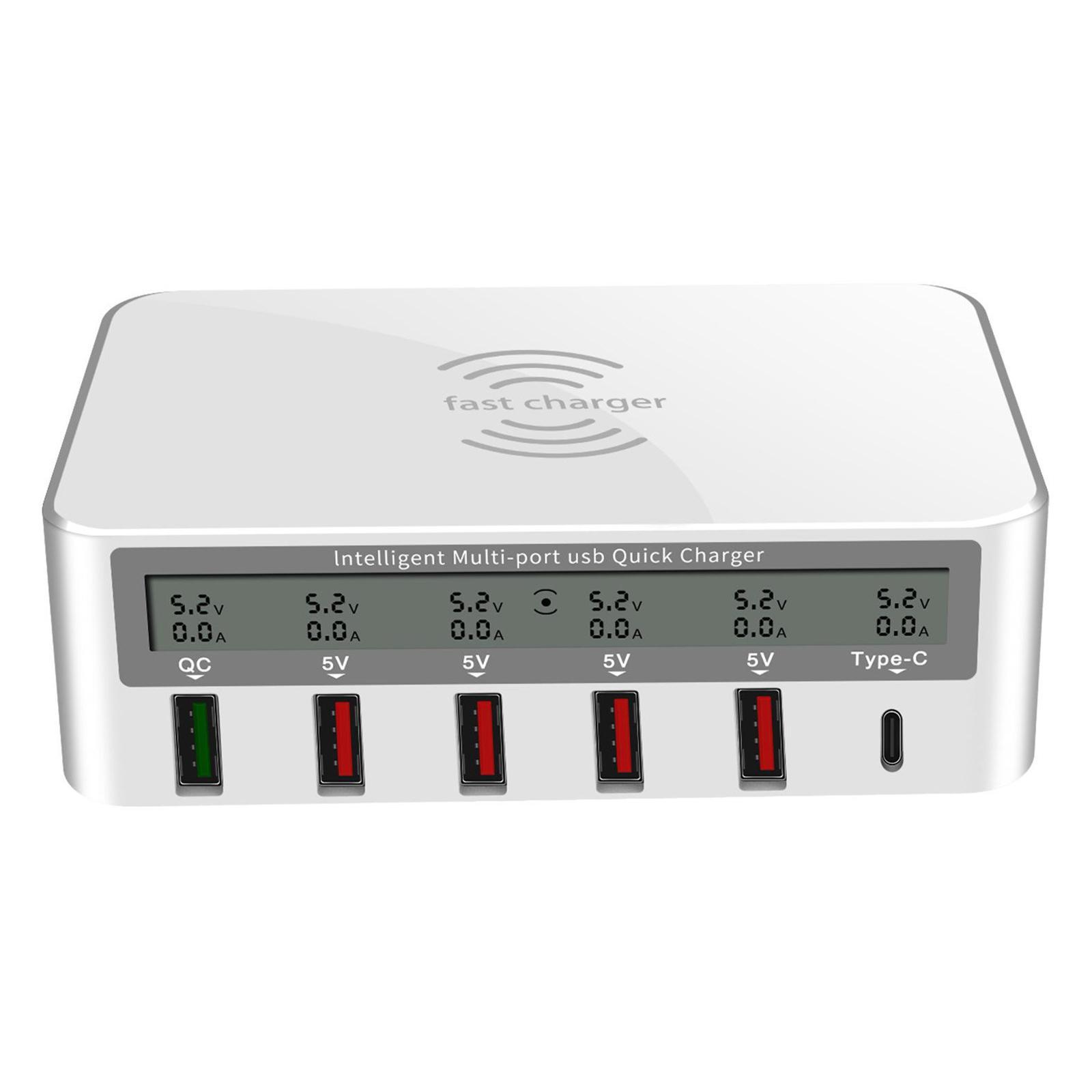 Wireless 5 USB QC 3.0 Fast Charging Station Dock LED Display for