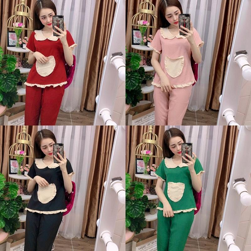 Set Bộ Mặc Nhà Nữ Pijama Lụa Tiểu Thư - Đồ Bộ Áo Tay Lỡ Phối Quần Lửng Nữ - ÁO KHOÁC THIÊN HÀ