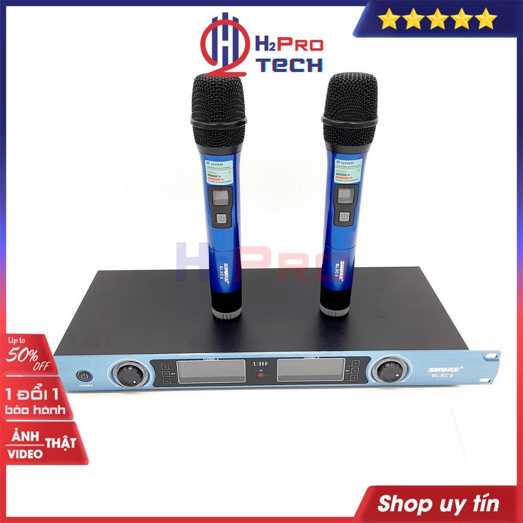 Bộ 2 Micro Không Dây, Mic Hát Karaoke Không Dây Shure BLXC9 Cao Cấp, Độ Nhạy Cao, Giảm Hú -H2Pro Tech