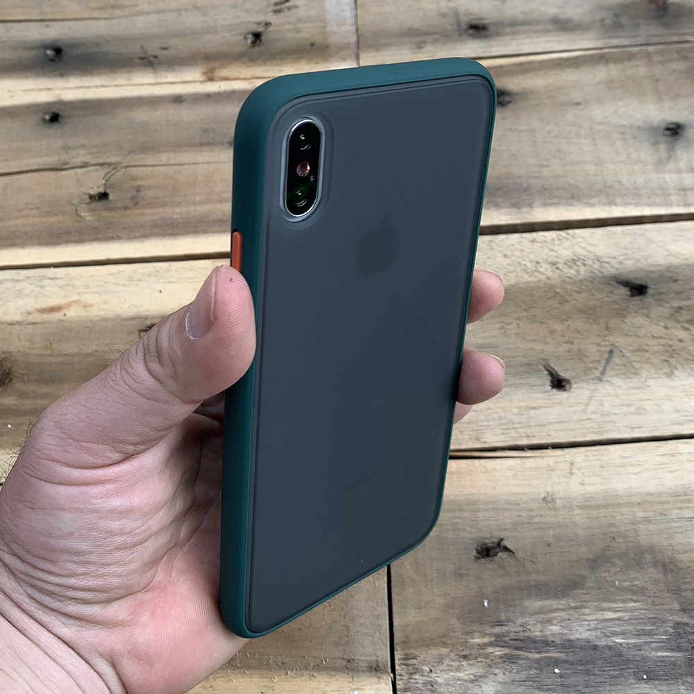 Ốp lưng chống sốc dành cho iPhone XS Max nút màu cam - Màu xanh đậm