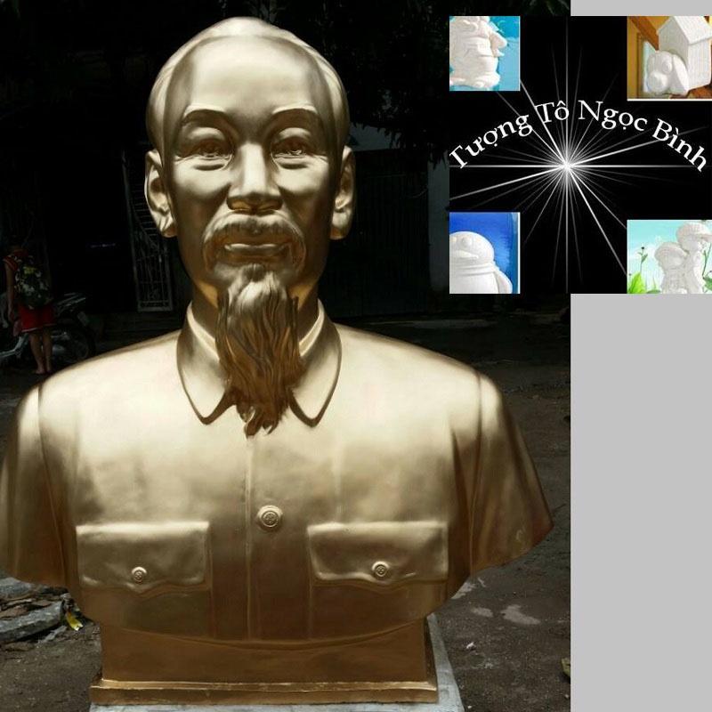 Tượng Bác Hồ 1m bán thân thạch cao trắng, nhũ đồng◘Xưởng đổ trực tiếp◘Tượng đẹp, khuôn mẫu chuẩn,đúc gia công tỉ mỉ