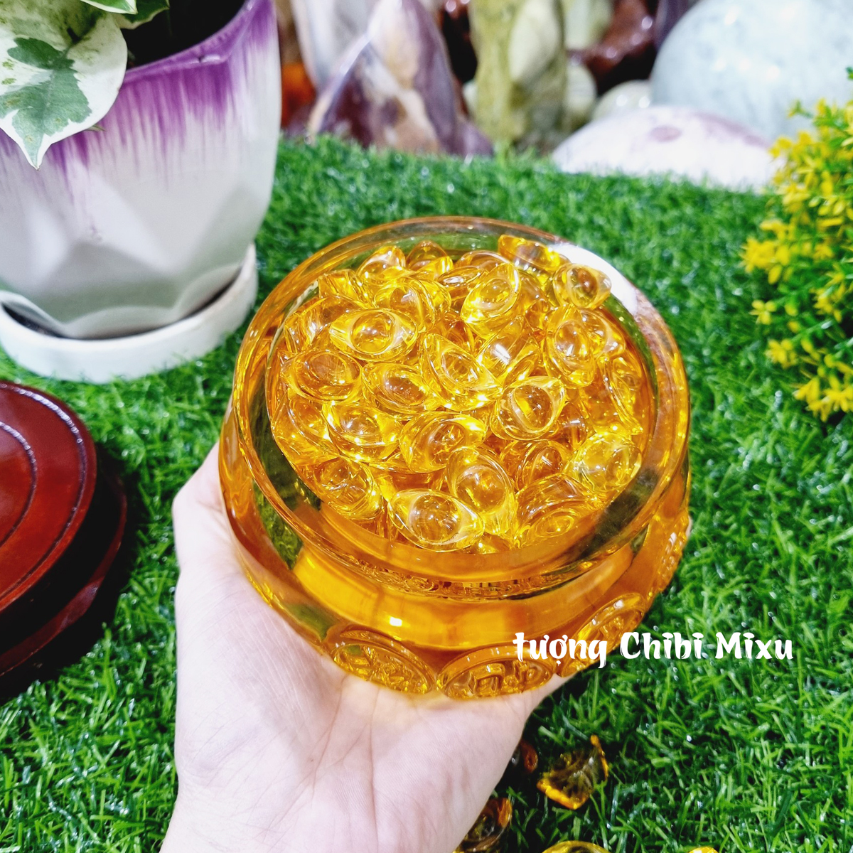 Combo Bát Tụ Bảo 12cm kèm 139 thỏi vàng 2cm Thần Tài may mắn