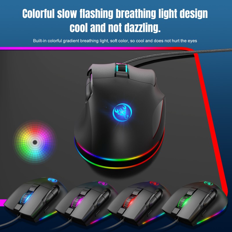 Chuột LED RGB 7200 DPI Gaming Mouse macro HXSJ A905 - hàng nhập khẩu