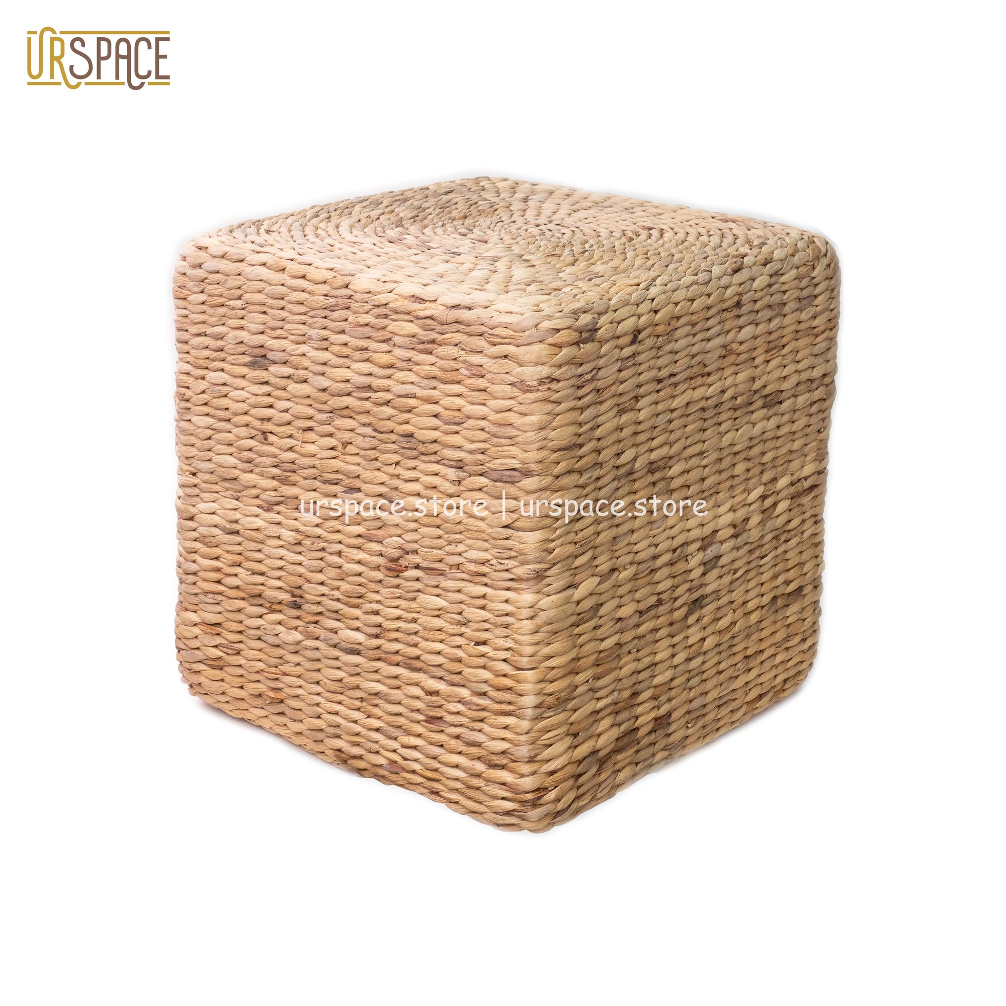 Ghế đôn ngồi sofa, bàn thấp bằng lục bình hình vuông decor S40xH40/ Water hyacinth ottoman stool