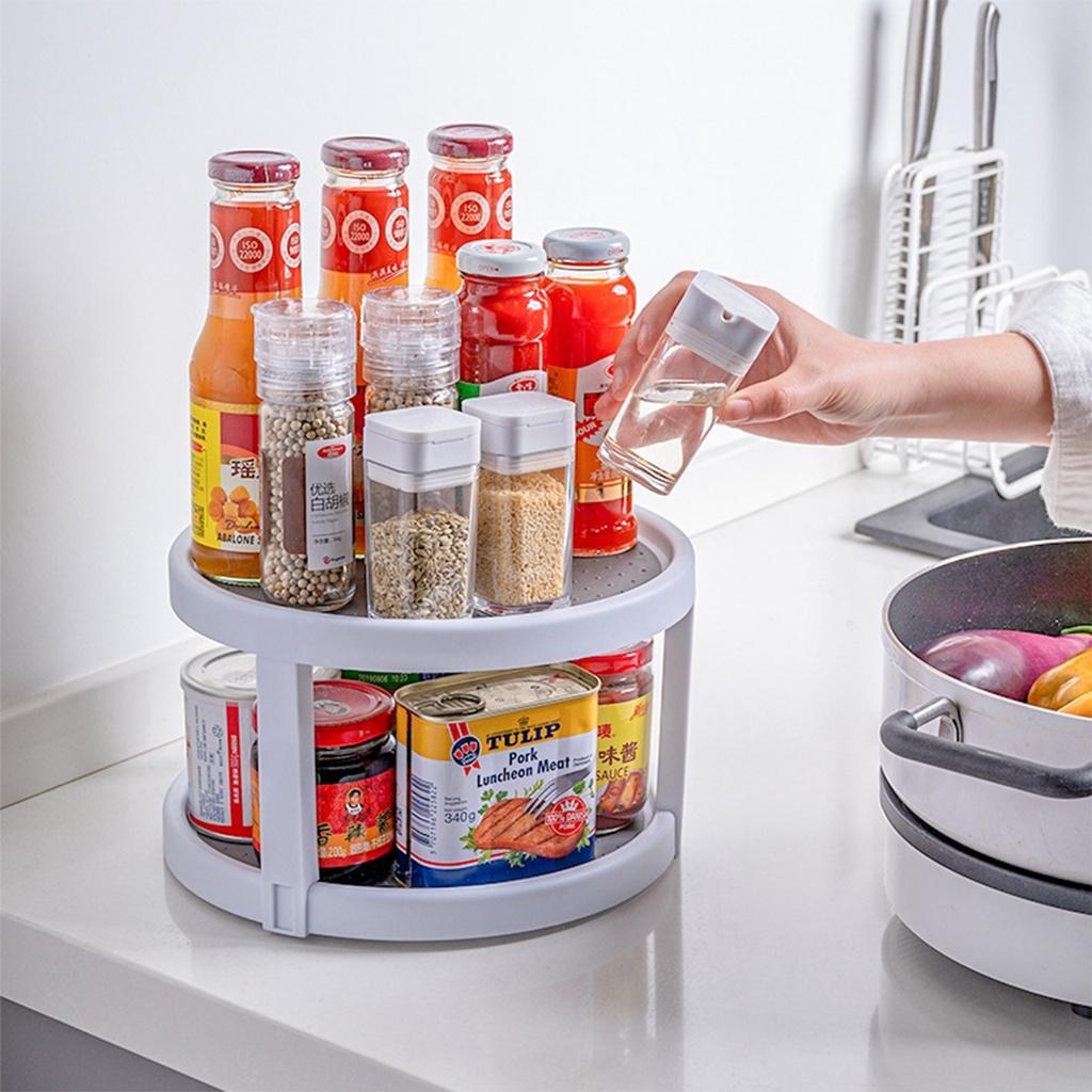 AA Rotatable Spice Box Rack Kitchenware Double-layer Corner Storage Box for Seasoning Bottles