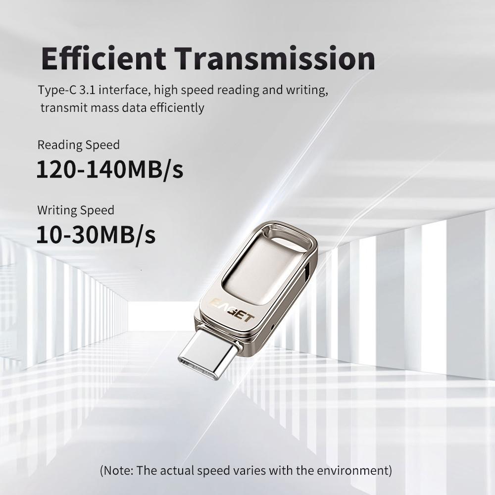 Ổ đĩa flash kim loại kim loại tốc độ cao USB 3.0 Type-C cho điện thoại thông minh EAGET CU31