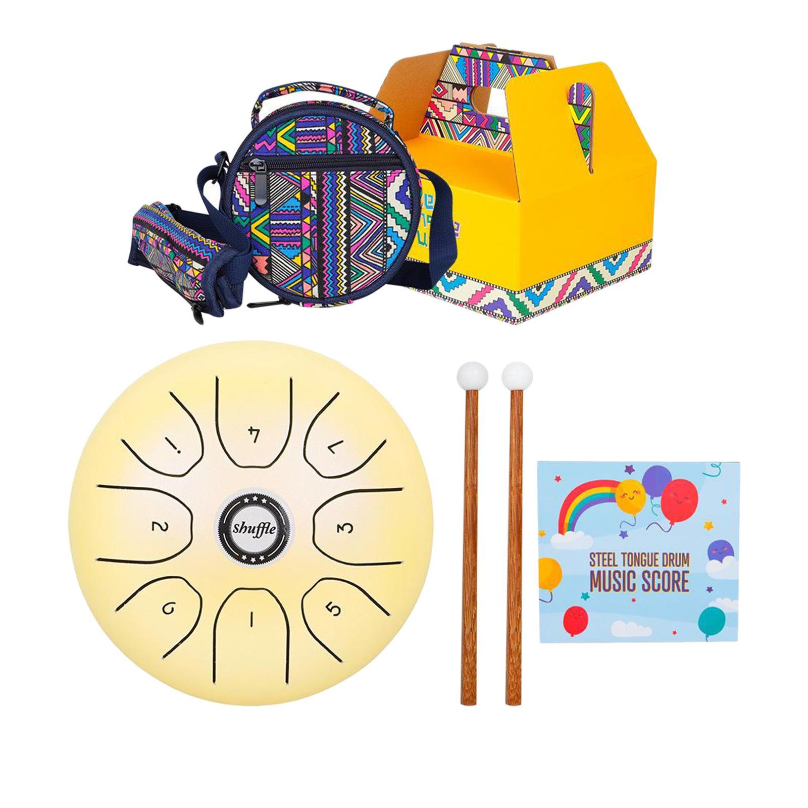 5.5 Inch Mini 8-Tone Steel Tongue Drum, C Key Percussion Instrument ,Hand Pan Drum with Drum Mallets & Carry Bag