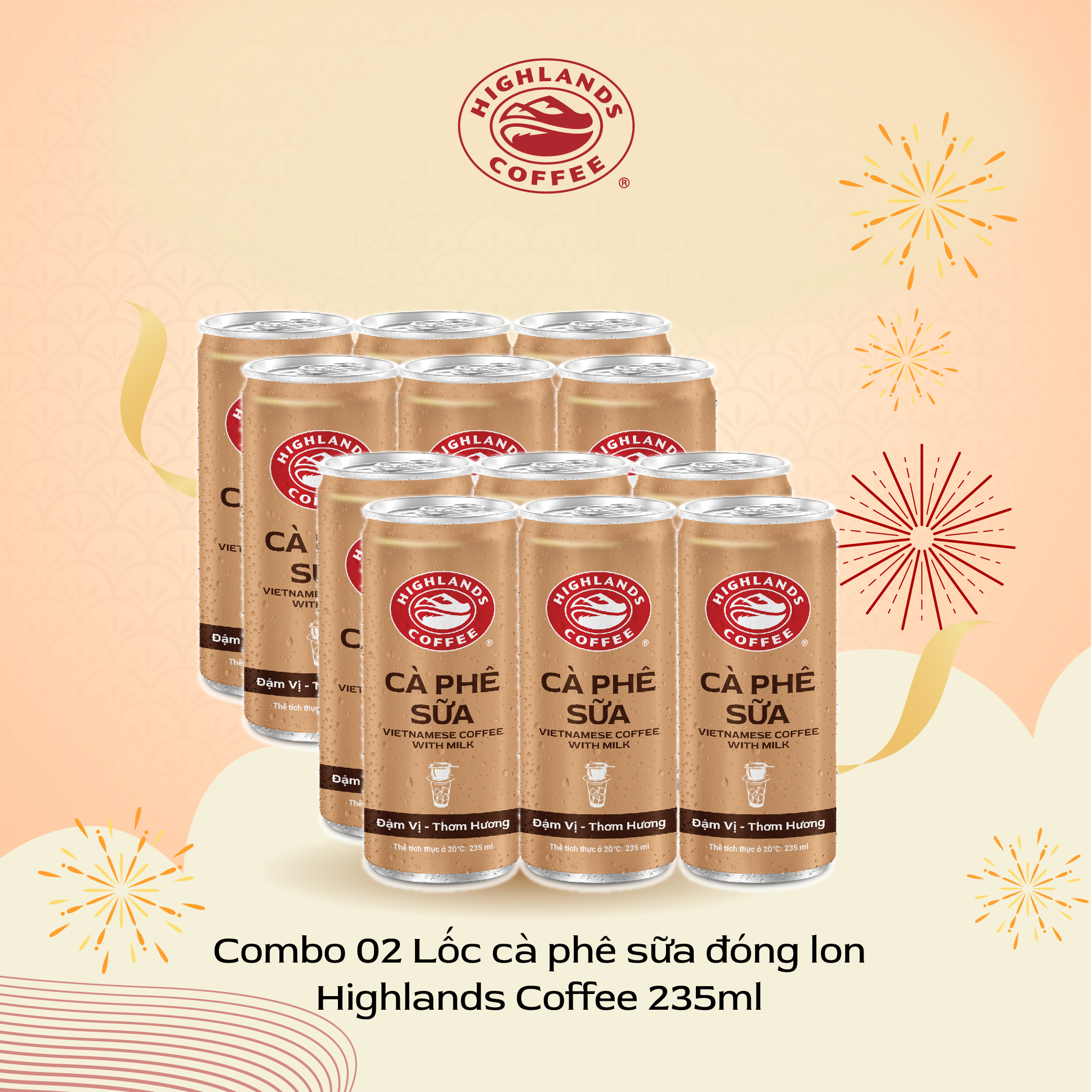 Combo 2 Lốc 6 Lon Cà Phê Sữa Highlands Coffee (235ml/Lon) 
