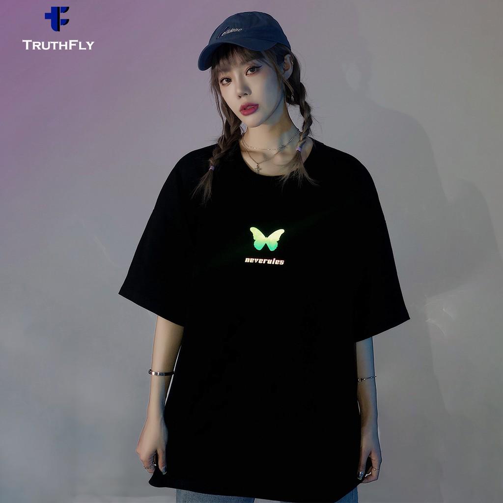 Áo thun phản quang tay lỡ CoolZ phông Unisex nam nữ Cotton oversize form rộng hình butterfly CZ050