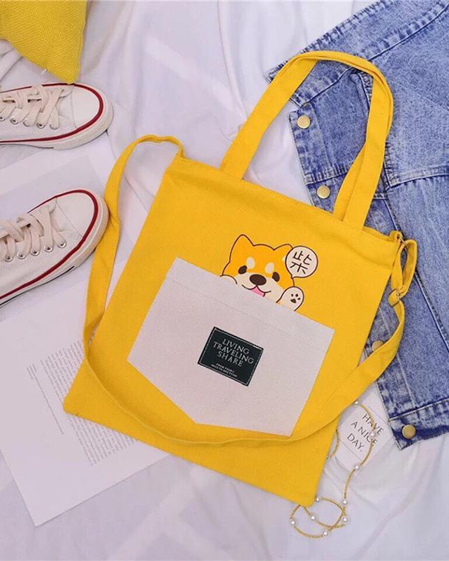 Túi Tote Vải In Hình Cún Hot Trend