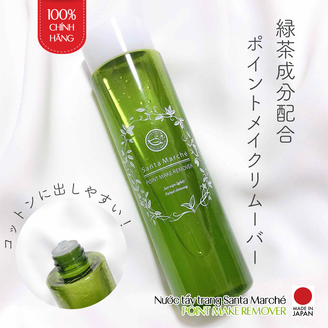 Dung Dịch Tẩy Trang Trà Xanh Nhật Bản Santa Marché Point Make Up Remover, Làm Sạch Trang Điểm Trên Da, Mắt, Môi, Nhẹ Dịu Và Dưỡng Mi, Tránh Rụng Mi Khi Lau Nhiều Lần, Dưỡng Ẩm Da Và Cung Cấp Dưỡng Chất Chiết Xuất Từ Thực Vật