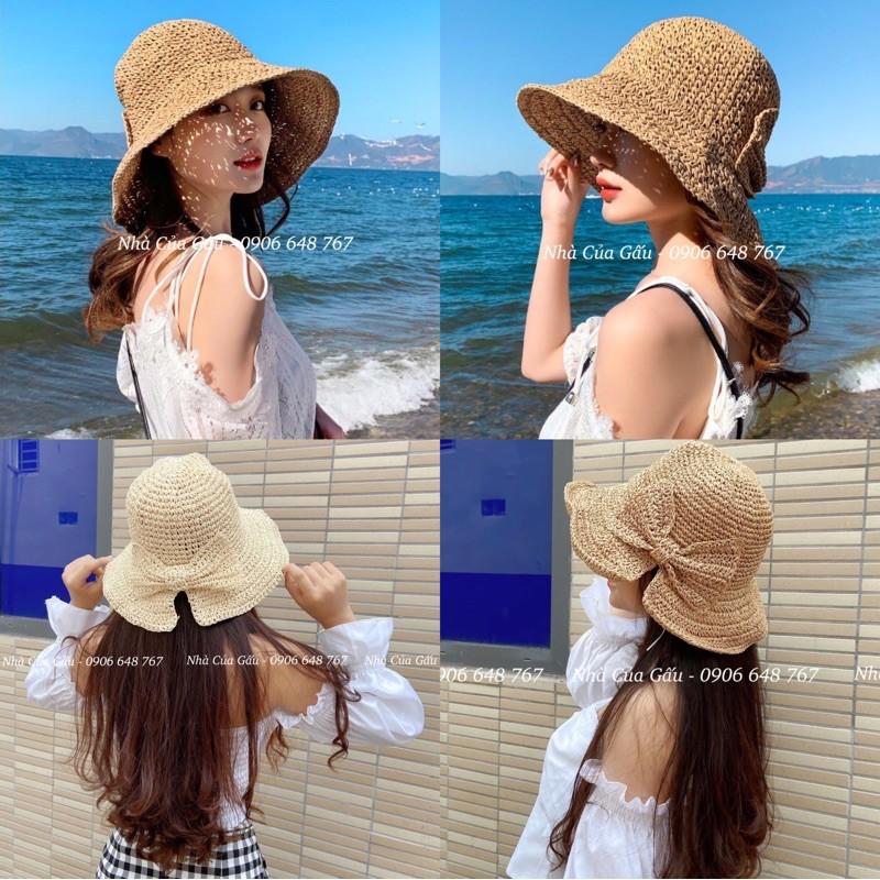 Nón cói đính nơ bảng bự