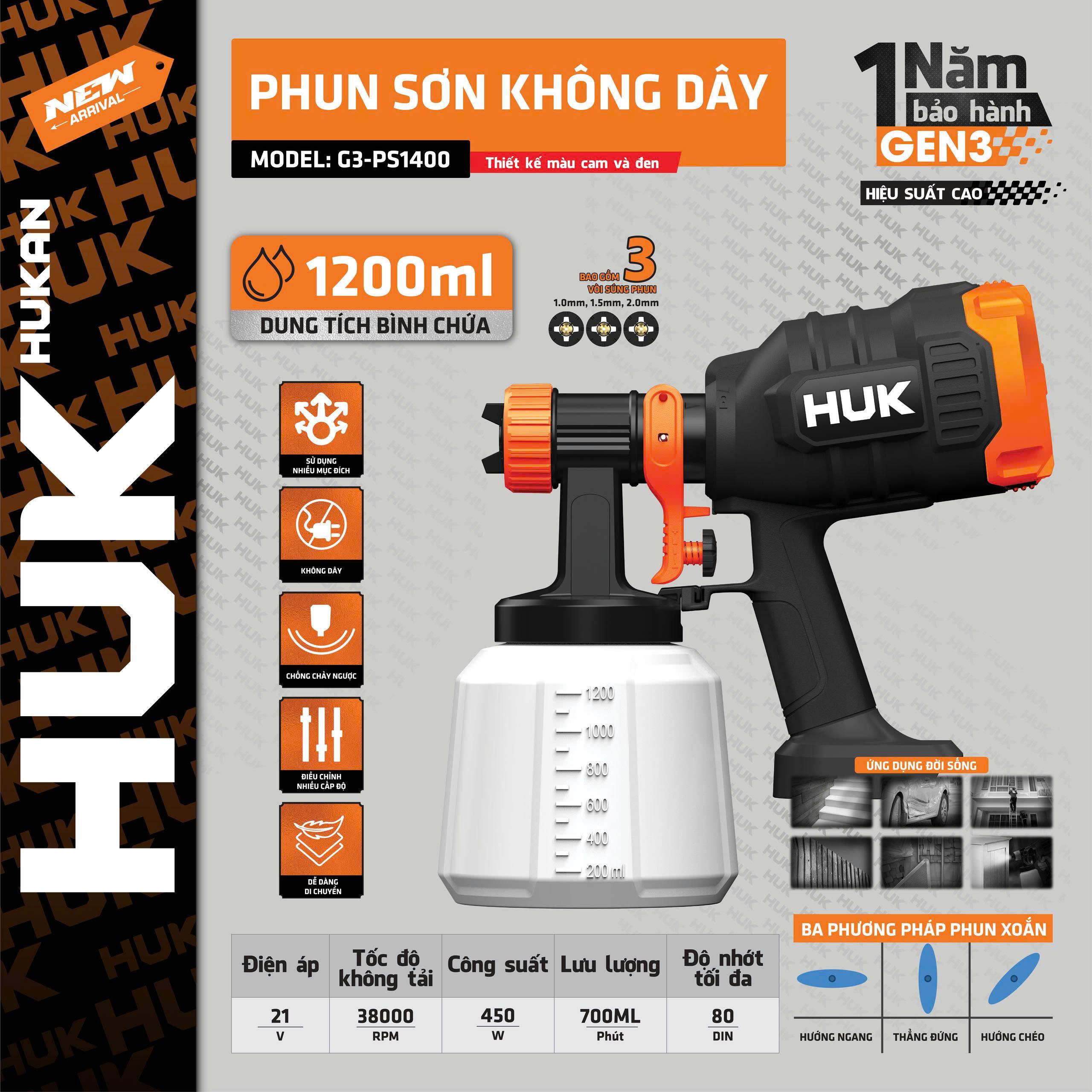 THÂN MÁY PHUN SƠN 450W BODY G3-PS1400 HUKAN -HÀNG CHÍNH HÃNG