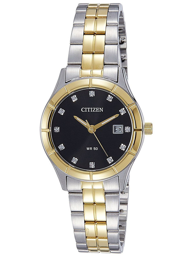 Đồng Hồ Nữ Citizen Đính Đá Swarovski Dây Thép Không Gỉ EU6044-51E - Mặt Đen