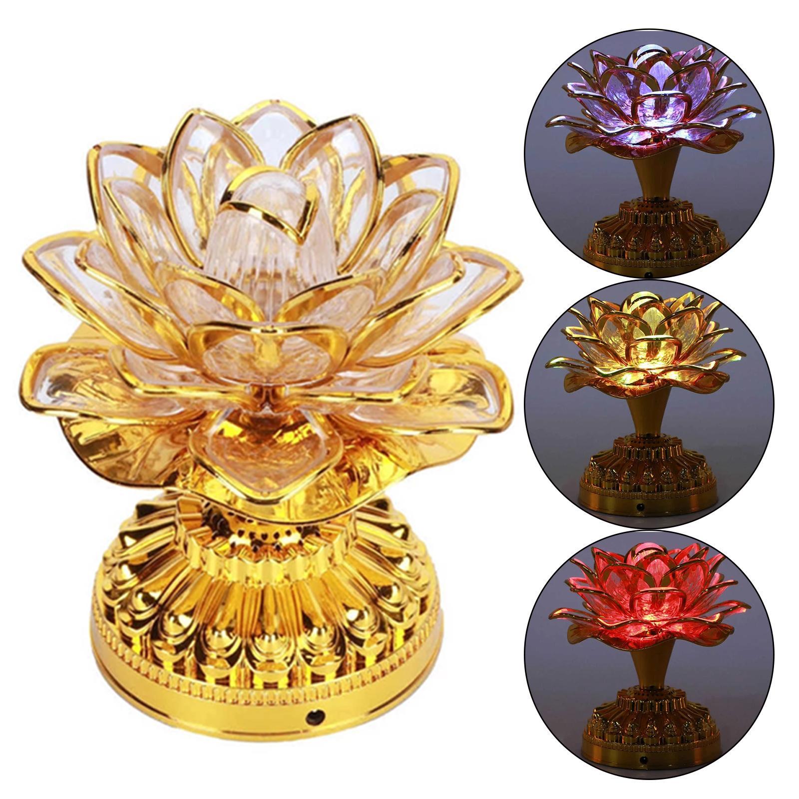 Portable Lotus Lamp Buddha Lotus Light for Temple Home Decor