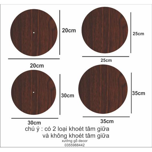 Combo 5 Miếng Gỗ Tròn Mầu Nâu MDF Làm Đồng Hồ, Mô Hình Decor.