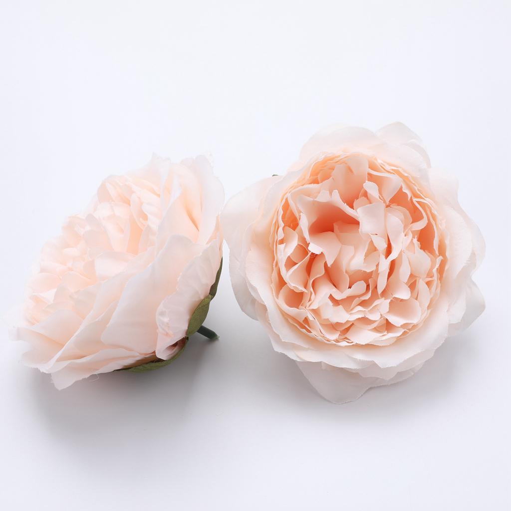 10Pcs Artificial Peony Silk Flower Head Home Wedding Decor Champagne