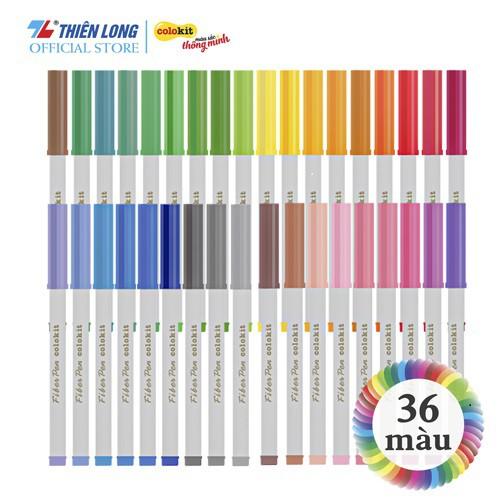 Bút Lông Màu Thiên Long Fiber Pen Washable SWM-C006 - 36 Màu- Viết Được Nét Mảnh Nét To- Mực rửa được