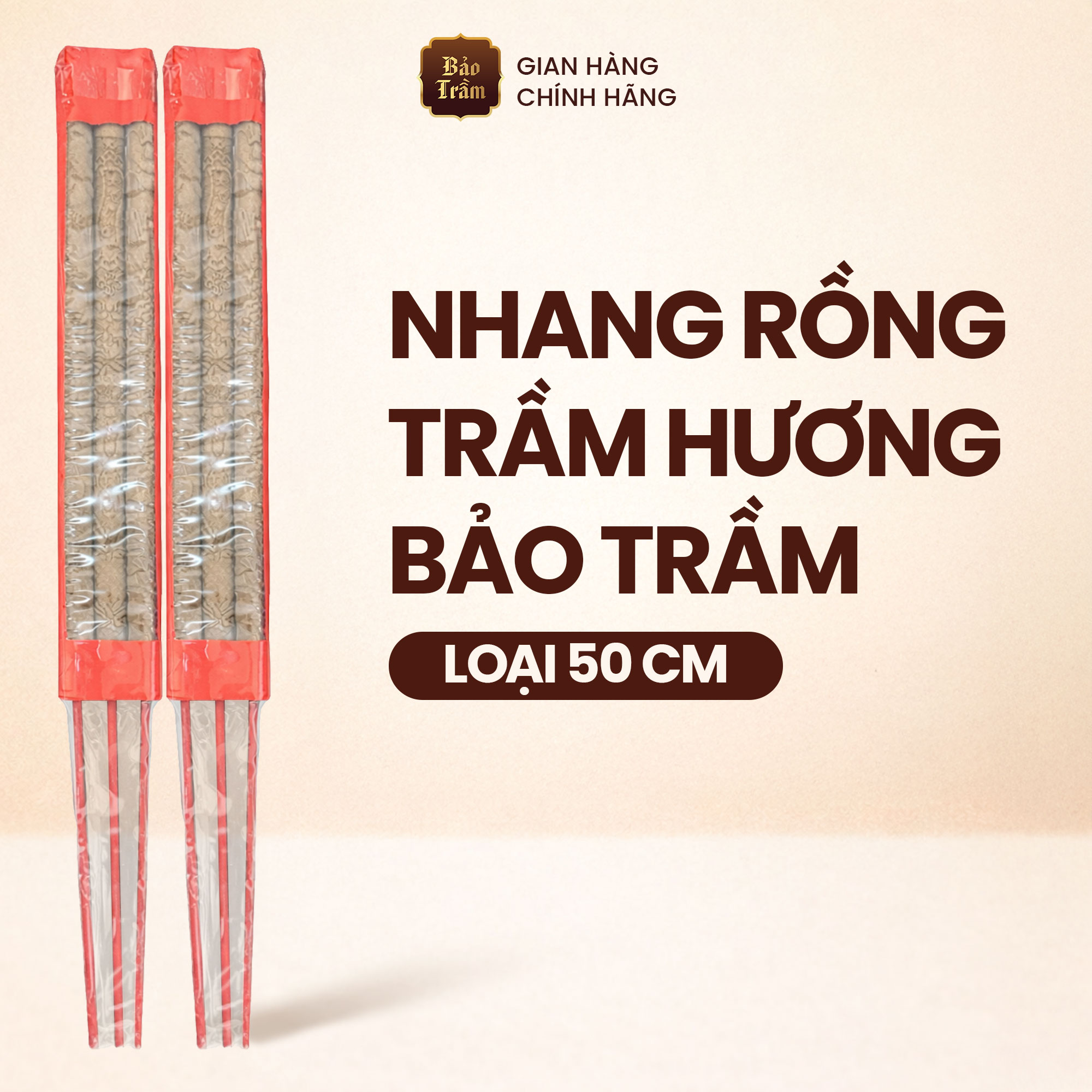 Nhang rồng trầm hương Bảo Trầm hương trang nghiêm ấm áp 50cm